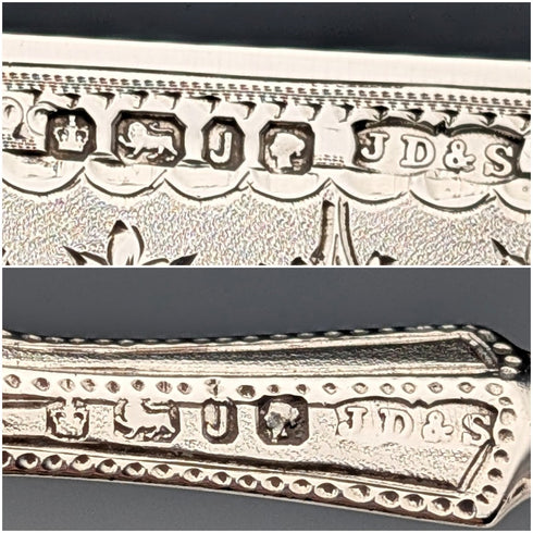 1876年 英国アンティーク 純銀ブレード&白蝶貝ハンドル カトラリー6ペア 木箱入り James Dixon&Sons